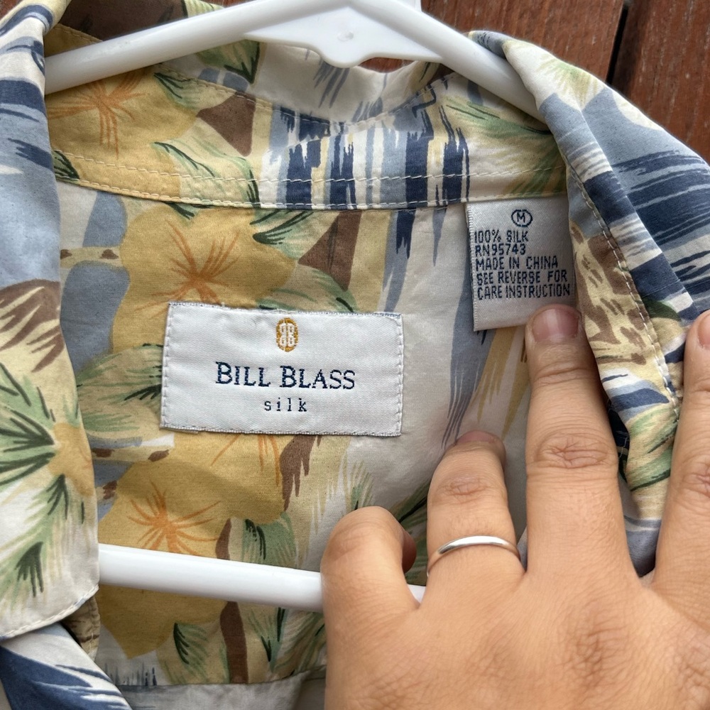 Vintage silk Billy BlassTropical Floral Button-Up Shirt - Picture 4 of 5